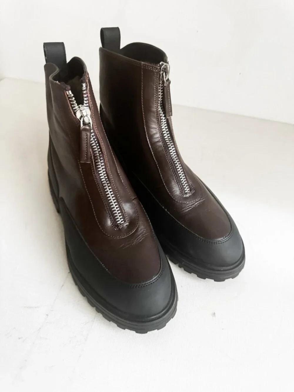 Ron White Shearling Lined Waterproof Leather Zip Closure Winter Snow Boots 41